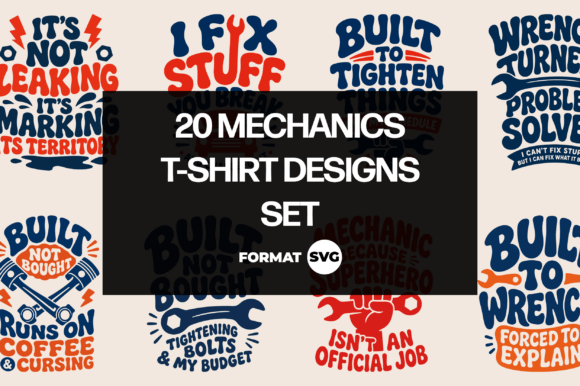 20 Mechanic SVG Design Bundle: Bold Graphics for Makers