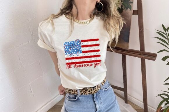 All American Girl Patriotic Flag Design: A Patriotic Twist on Feminine Charm