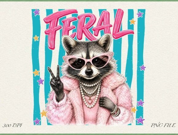 Charm Your Audience with a Feral Raccoon Cute Funny PNG Design