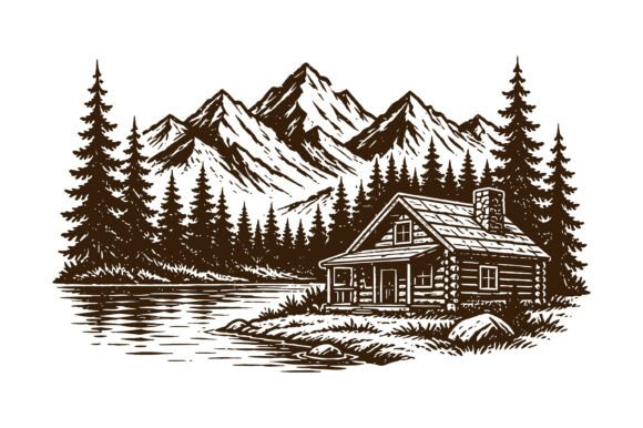 Mountain Cabin Lake Nature Design: A Rustic Typeface for Authentic Branding