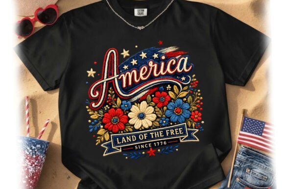 Patriotic America Floral PNG Design: A Fresh Take on Americana