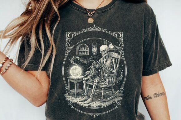 Skeleton Knitting Celestial Yarn Design: A Gothic Whimsy Asset