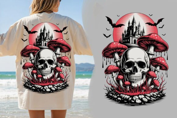 Skull Mushroom Gothic PNG Design: Unleashing Dark Fantasy
